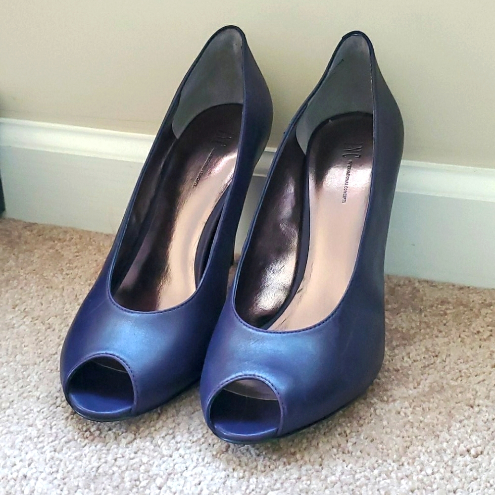 INC Plum high heel peep toe shoes
